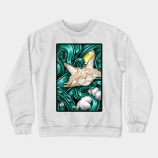 Ginger Cat And Cthulhu Friend - Black Outlined Version Crewneck Sweatshirt